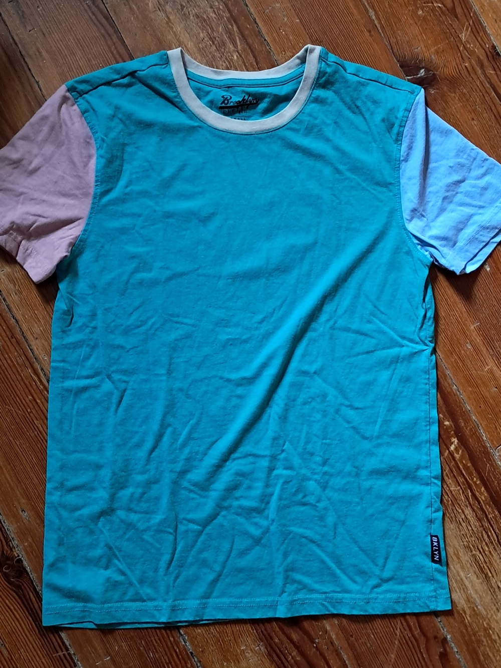 Men's Colorblock Teal Crewneck T-Shirt